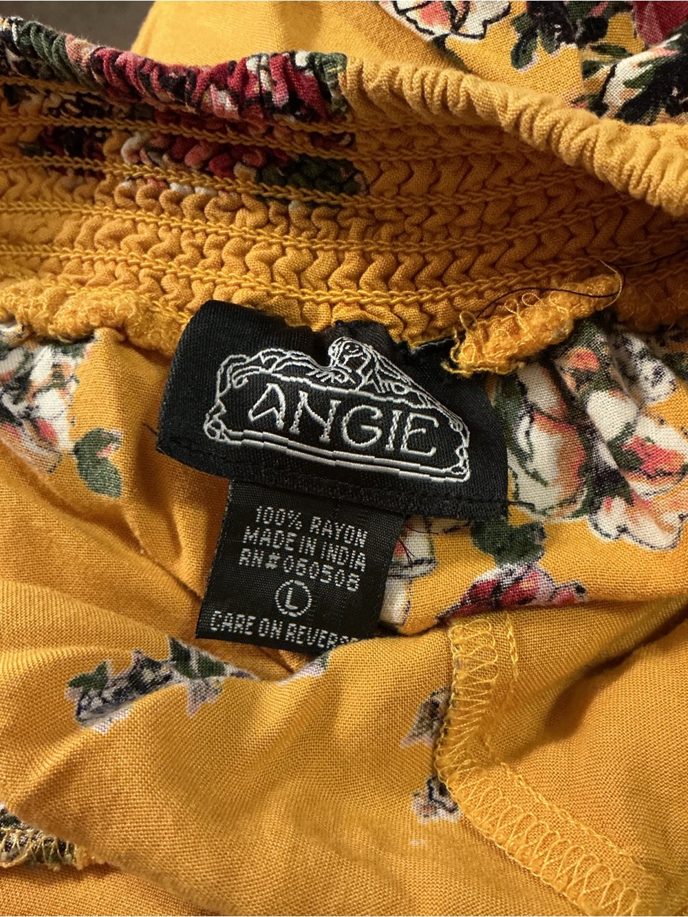 Angie Mustard Yellow Floral Wide Leg Pants - Picture 3 of 3